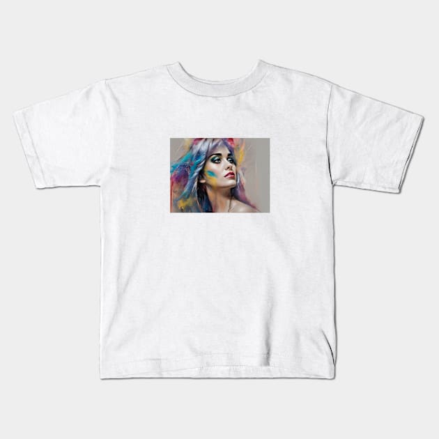 Colorful portrait of Katy Perry Kids T-Shirt by bogfl